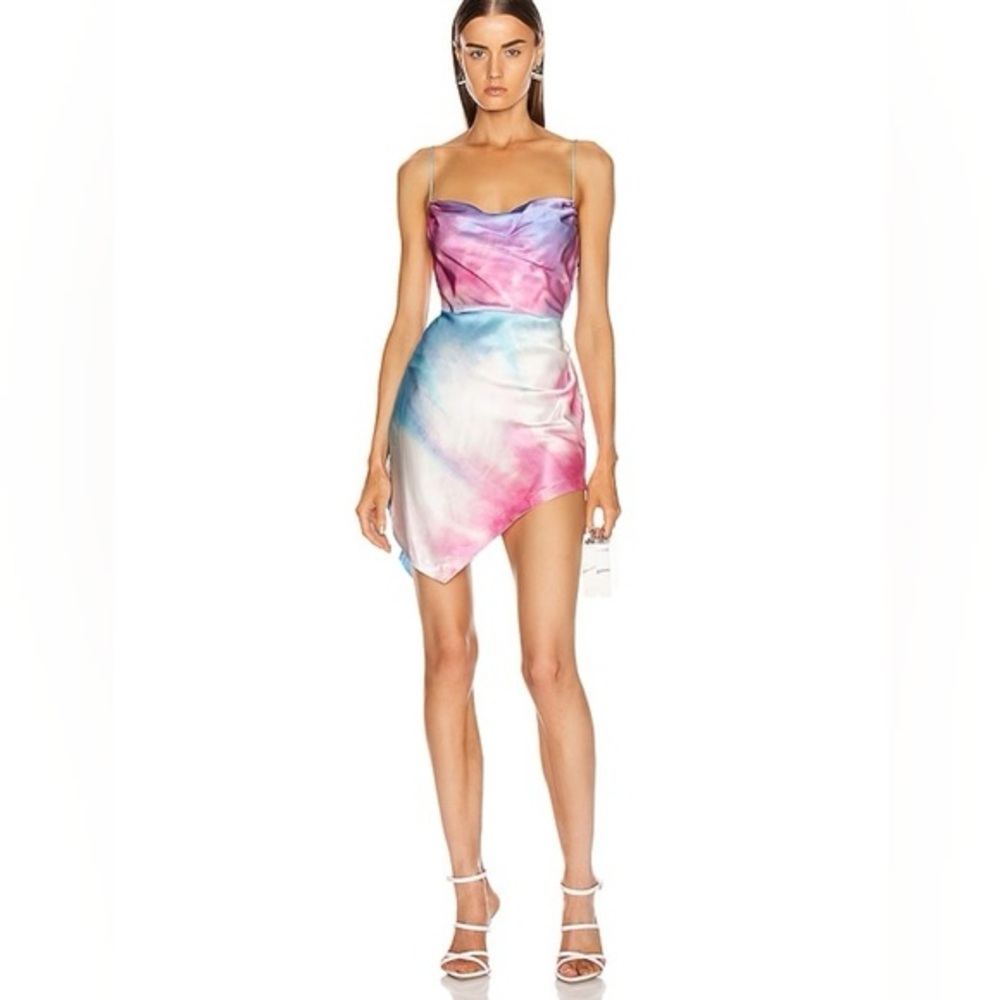 Fashion Nova Pink and Purple Asymmetrical Ruched Dress